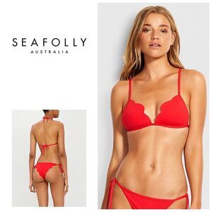 New. SEAFOLLY red petal edge bikini set. USA 10. Retails $179